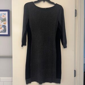 Ann Taylor Gray with Black Knit Panels Sweater Dress